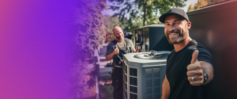 Smiling Hvac Technicians On A Job Site